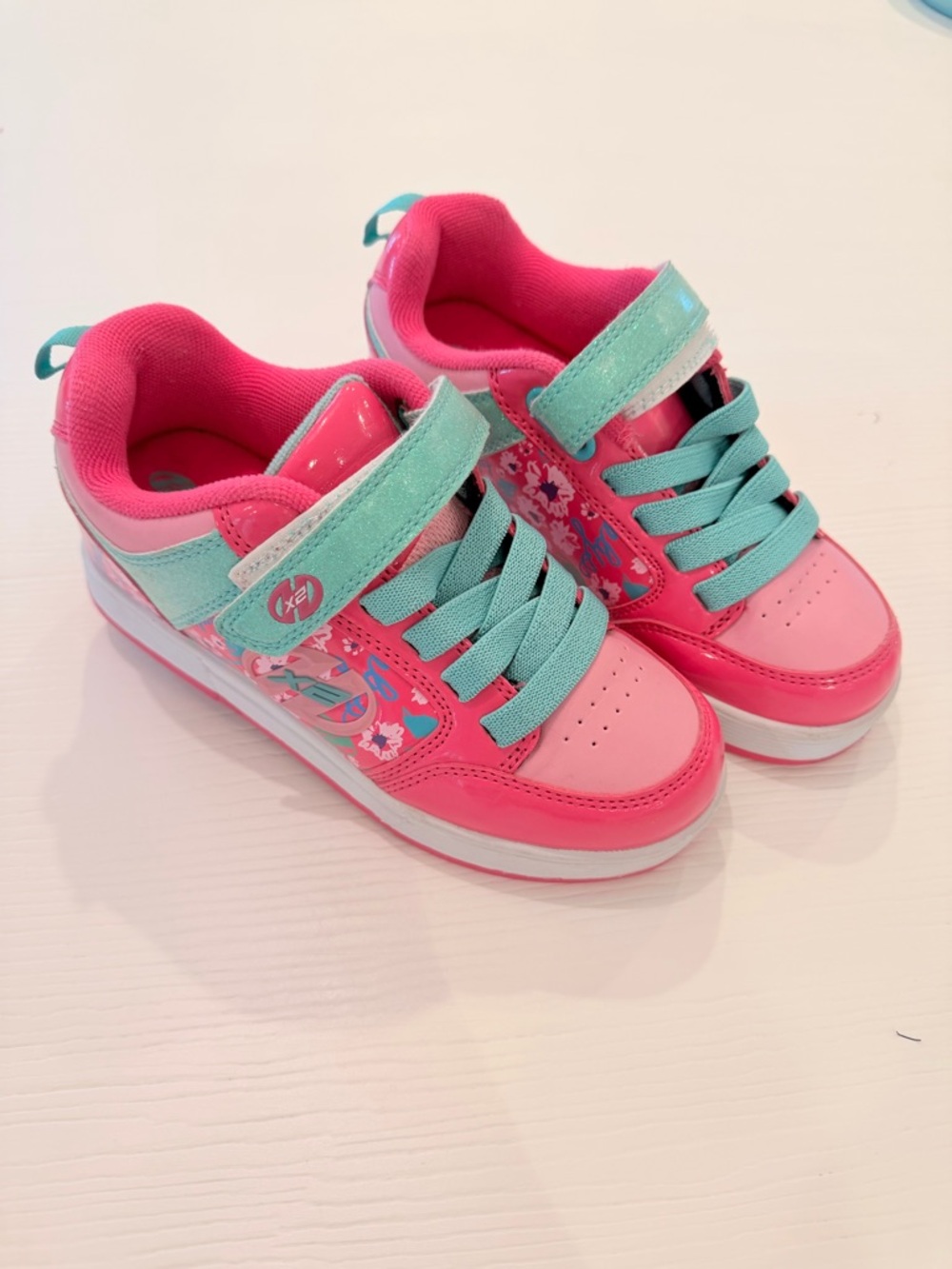 Heeleys Skechers Pink and Teal Floral Kids Sneakers